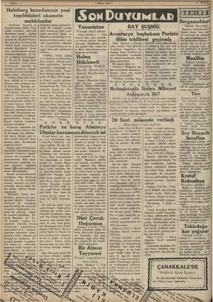       İğ Habsburg hanedanının yeni teşebbüsleri akamete mahkümdur nAvusturya başvekili ve hariciye nazırı, sözde Viya- nadan