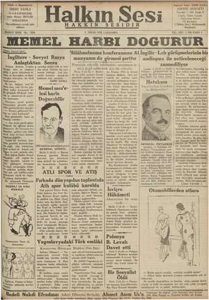 Halkın Sesi Gazetesi 3 Nisan 1935 kapağı