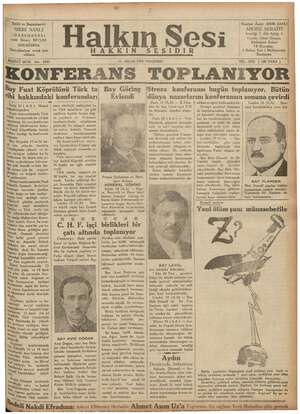 Halkın Sesi Gazetesi 11 Nisan 1935 kapağı