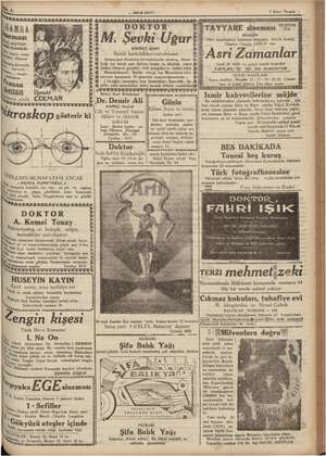  Sa e Galli BöB“; 4 Ikinci Tteşrin gi . TELEFON - 5 a MRA ğ DOKTOR B TAYYARE sineması “45 | İ BU ması iğ M. Şevki Uğurt! Dört