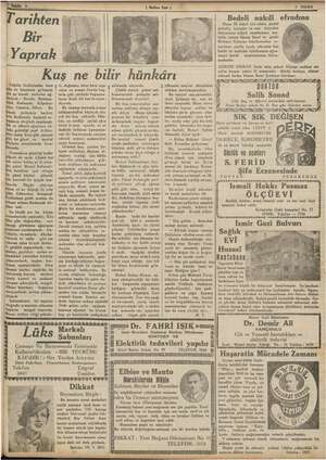    Sahife 3 arıhten | Bir Yaprak | | Kuş ne bilir hürikârı Vaktile Geliboludan kara İu ile Istanbula gelinmek m şu konak...