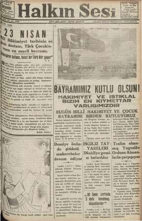    al No. 4268 23 NISAN N Hâkimiyet tarihinin en | destanı, Türk Çocukla- tan en neşeli bayramı. | | Mürerkafese, fakat bir