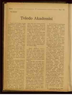  Hayat İlim Tarihinden ; Sayı: Toledo Akademisi Umumi tarih kitapları Avrupa medeniyetinin başlangıcını «Ehli- salip»...