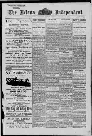 The Helena Independent Newspaper January 6, 1889 kapağı