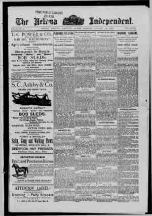 The Helena Independent Newspaper January 13, 1889 kapağı
