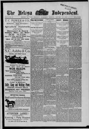 The Helena Independent Newspaper January 16, 1889 kapağı