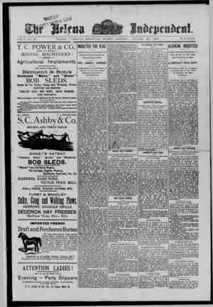 The Helena Independent Newspaper January 20, 1889 kapağı