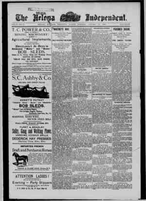 The Helena Independent Newspaper January 27, 1889 kapağı