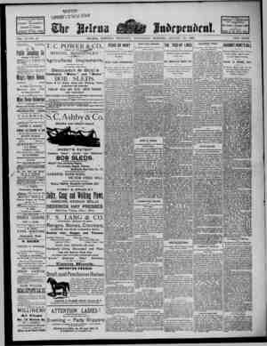 The Helena Independent Newspaper January 30, 1889 kapağı