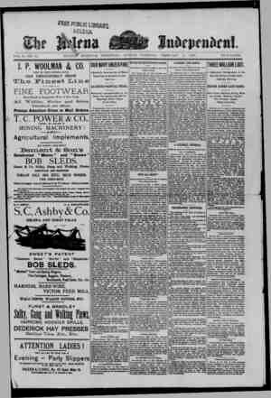 The Helena Independent Newspaper February 3, 1889 kapağı