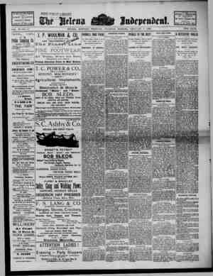 The Helena Independent Newspaper February 7, 1889 kapağı