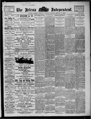 The Helena Independent Newspaper February 21, 1889 kapağı