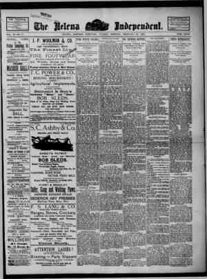 The Helena Independent Newspaper February 26, 1889 kapağı