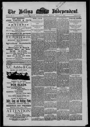 The Helena Independent Newspaper March 3, 1889 kapağı