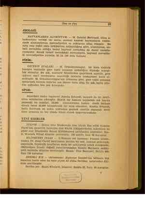    İlim ve Fen 97 JEOLOJİ: HAYVANLARDA ALUMİNYUM. — M. Gabriel Bertrand, ulüm a- kademisine verdiği bir notta, normal haldeki