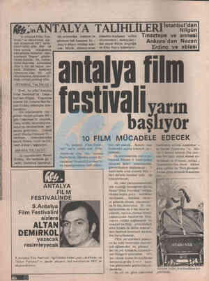  CA SAA PPP PP L SAA SP SN PPTPTE PP "9, Antalya Film Fes- tivali" ni dâvetlimiz ola- rak izleyecek HEY talih- lileri belli