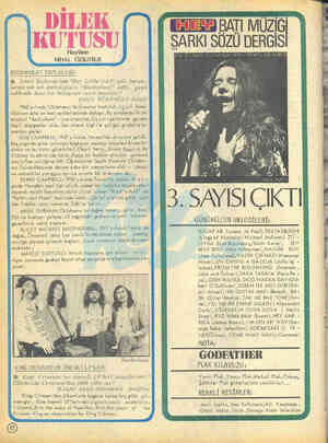  © . DİLEK O e ” lğâî YUSU | | SARKI SÖZÜ DERGİSİ Hazırlayan | rlav ı YAL: 8- SAYI: 3-1 ARALIK 1972 — FİYATI; D0 & URU | | | ,