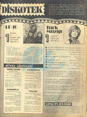  DİSKOTEK A A A 4 4 LP10 TRILOGY (1) Emerson, Lake and Palmer (Atlantic) i2 BAHEAD SAD v EE A NM **.Üsibisa (MCA) -7 3,...
