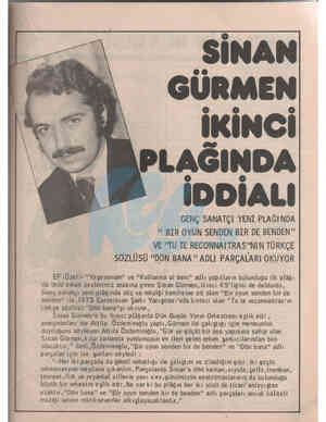  ö . SINAN ' .. — GÜRMEN %& o © o A İKIRS PLAGINDA g o © (IDDİALI GENÇ SANATÇI YENİ PLAĞINDA " BİR OYUN SENDEN BİR DE BENDEN"