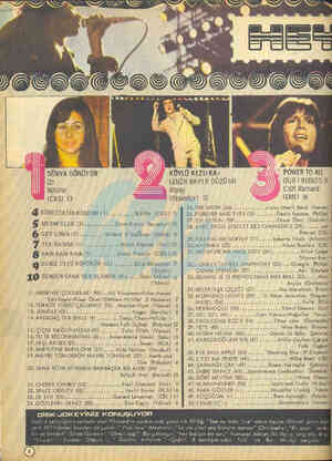  DÜNYA DÖNÜYOR KÖYLÜ KIZI/KA- | " POWER TO ALL (2) LENİN BAYIR DÜZÜ (4) OUR FRLENDS () Nilüfer — Alpay Cliff Richard (CBS) 13