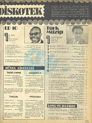  () Manu Dibango (Decca) İl İNGİLTERE |. YESTERDAY ÖNCE MORE (2),...:. Carpenters (A and M) 2.1'M LEADER OF THE GANG (İ),...