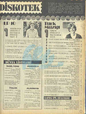  DİSKOTEK MODERN ÖYÜN HAVALARI (|) Esin Engin ve © ÖOrkesirası * (Kent) 10 İNGİLTERE 1.EYE LEVEL (1)....,.. Simon Pork...