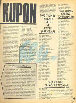  karları” kuponlarından temin edemiyen okurlarımız üzül- mesinler, Bunu düşünerek bu hafta bir de "Yedek Kupon"'ya yınlıyoruz,