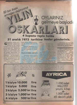  OYLARINIZ gelmeye başladı 371 aralık 1973 tarihine 1eleneksel 'YILIN. OS - ıKARLARI anketimizde dördüncü ve son kuponu...