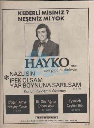  KEDERLİ MİSİNİZ ? NEŞENİZ Mi YOK HAYKO... NAZLISİN son plağını dinleyin ** İPEKOLSAM YAR BOYNUNA SARILSAM Kanun: Sadettin...