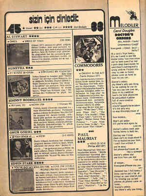  D AL STEWART Yrikririkr © CAROL © SİRENS OF TİTAN aü Dikkat!1975 yazının en güzel plâğına dikkat! Yıldızı yeni yeni parlayan