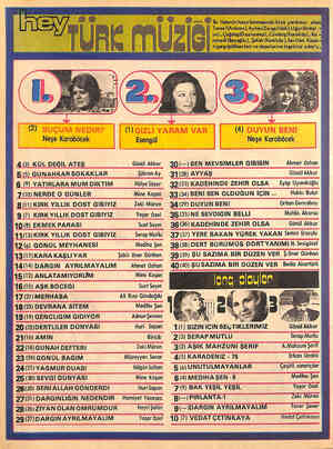  Neşe Karaböcek 4 (3) KÜL DEĞİL ATEŞ 5 (5) GÜNAHKAR SOKAKLAR 6 () YATIRLARA MUM DİKTİM 7 (10) NERDE O GÜNLER 81) KIRK YILLIK