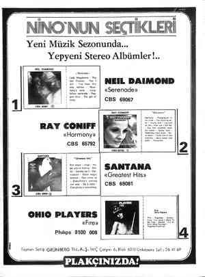  NİNO'NUN SECTİKLERİ Yeni Müzik Sezonunda... Yepyeni Stereo Albümler!.. « Serenade » Lady Magdelene - The SA | NEİL DANMOND