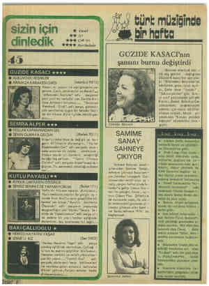  Fo e ae lr Te e A SİZİN İÇİN — x we *ok İyi dinledik xx 45 © ALBÜMDEKİ RESİMLER E © ARAMIZA KARAKED! GİRDİ (İstanbul 9310) |