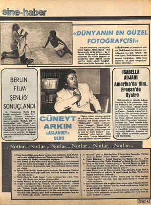  BERLİN FİLM ŞENLİĞİ SONUÇLANDI. 26. Uluslararası Berlin Film Şenliği sonuçlandı. “Altım Ayı” ödülünü, —Robert — Altman'ın...