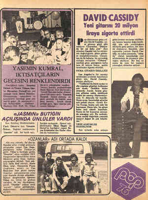  . op dünyasının genç yıl: dızı David Cassidy, ye- z ni gitarını gözü gibi saklıyor. Gitarından, “Dünya- da bir eşi daha yok”