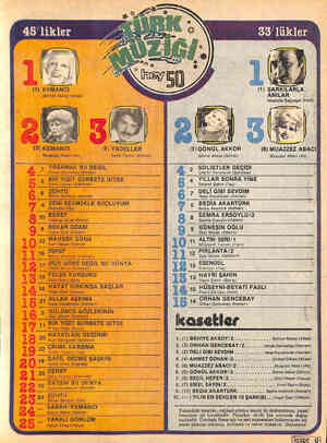  45/ likler im ” () KEMANC Behiye Aksoy tAtlas) (3) KEMANCI — (2) YADELLER Mua;zez_nbacı (As) n Ferdi Tayfur (Elenor) 7...
