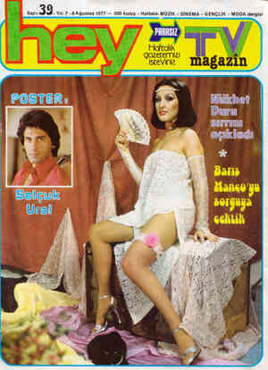  Sayızsg- Yıl: 7 -8 Âğustos 1977 — 500 kuruş - Haftalık MÜZİK - SİNEMA - GENÇLİK - MODA dergisi POSTER : Nükhet Duru sırrını