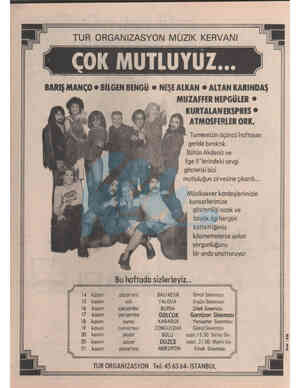 BARIŞ MANÇO e BİLGEN BENGÜ e NEŞE ALKAN © ALTAN KARINDAŞ MUZAFFER HEPGÜLER © — KURTALANEKSPRES © ATMOSFERLER ORK. Turnemizin