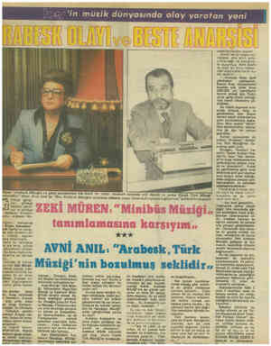  SUU ( Müren “Arabesk Müziğin el Pparçalarının bile ömrü bir rakacaktır” diyor. Avni Anıl ise ) ittikçe gelişi- yor, —...