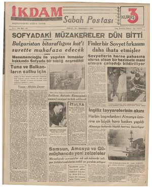 İkdam (Sabah Postası) Gazetesi 14 Ocak 1940 kapağı