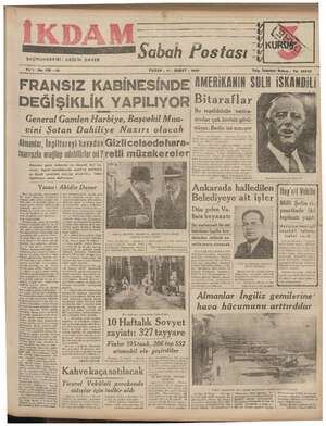 İkdam (Sabah Postası) Gazetesi 11 Şubat 1940 kapağı