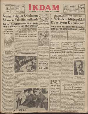    PERŞEMBE 1 inci Kânun 1940 » Telgraf: Başmuharriri: ABİDİN DAVER ADRES: Cağal Nuruosmaniye Cadd. Ne. 64 İKDAM İstanbul...