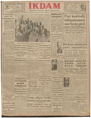    CUMARTESİ Başmaharriri: ABİDİN DAVER 2 nciKânun 1941 Almanların hazır ladıkları yeni harpkime karşıdır; Almanya, Mi Elem ei