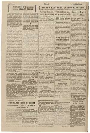    Vâşihgton, 31 (A.A.) — Renter: ) İngiliz b" öç —) öö 1 SEFİIFEEE SAYFA —3 İKDAM 4— ŞUBAT 1941 ASKERİ VE amamn (| EN SON...
