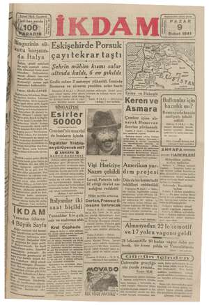  <Siyast | Halk Gazetesi gti her yerde : i > Jİ AR (3) JİKDAN aşmuharriri: Abidin Daver PAZAR Şubat 1941 N mı, i İtalyanları