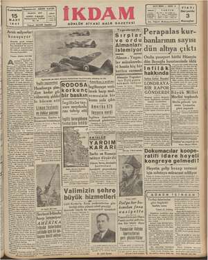    Cumartesi||Bammaharriri: ABİDİN DAVER FİATI 15 Her yerde MART 1941 GÜNLÜK SİYASİ HALK GAZETESİ Son Telgraf...