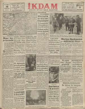 İkdam (Sabah Postası) Gazetesi 18 Nisan 1941 kapağı