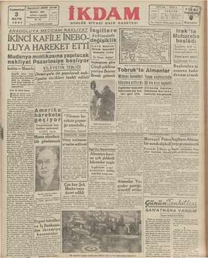 İkdam (Sabah Postası) Gazetesi 3 Mayıs 1941 kapağı