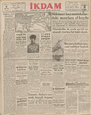 İkdam (Sabah Postası) Gazetesi 6 Mayıs 1941 kapağı