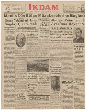 İkdam (Sabah Postası) Gazetesi 27 Mayıs 1941 kapağı